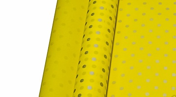 Бумага Пергамент - калька с рис. "Крафтовый горох" серебро на желтом